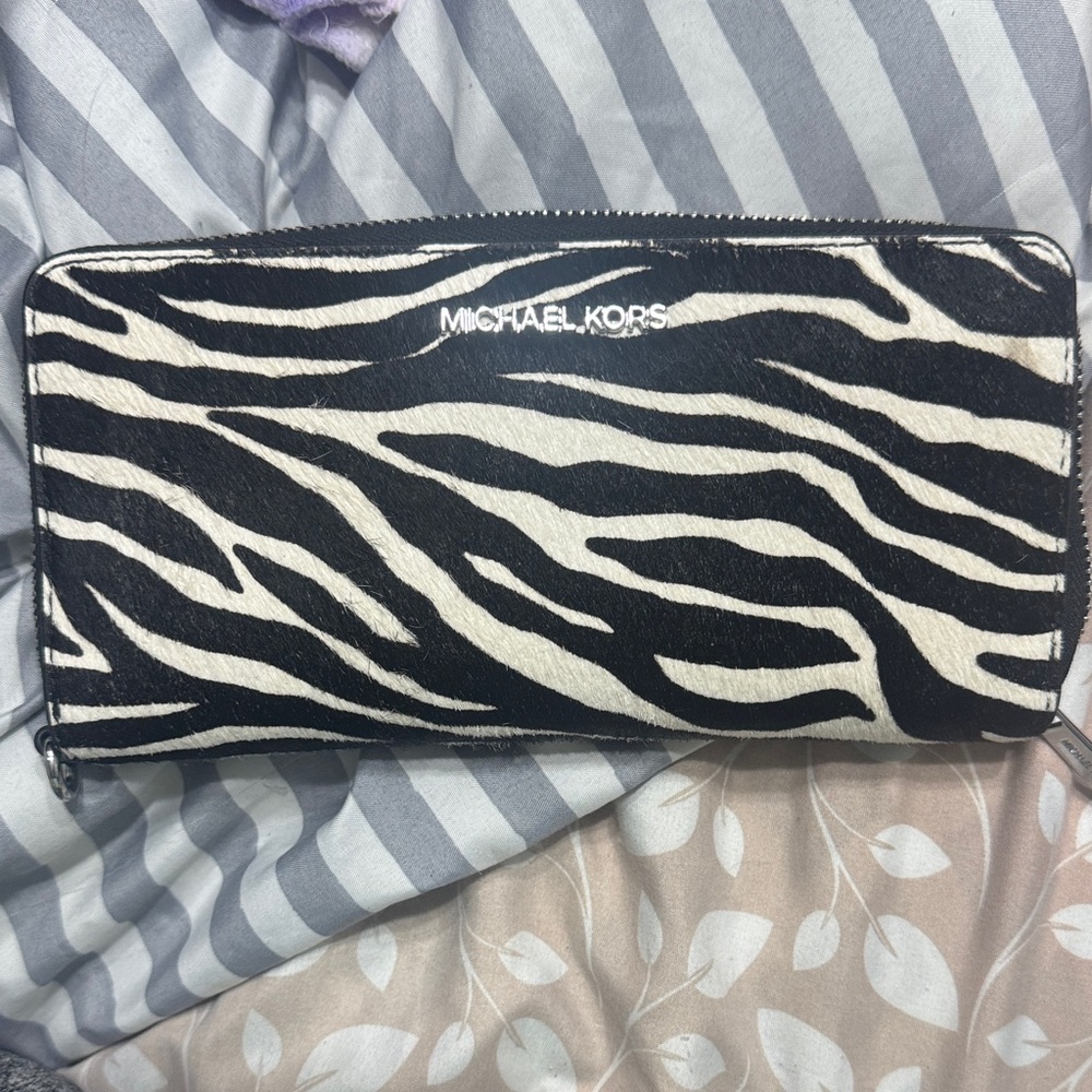 Michael Kors Black and White Animal Print Wallet